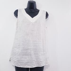 Lucy & Laurel 100% Linen Gold Metallic Blouse